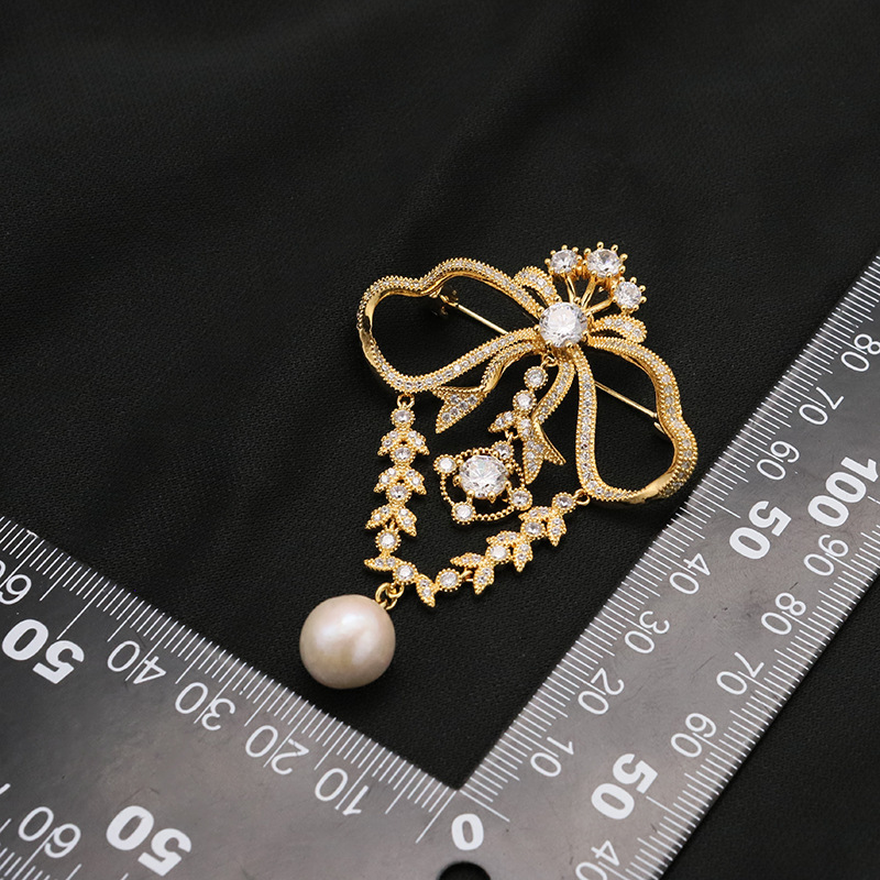 GO0412-33 Spilla Accessorio Oro con Perla
