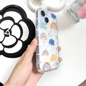 Şeffaf koyu bulutlar ve gökkuşağı iphone için kılıf 16 15 pro max 14 pro max 13 12 11 orijinal koruyucu kapak - Product Image 5