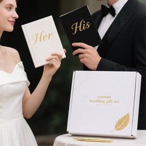 Custom Printing Fabric Cover Wedding Agenda Journal Daily Fabric Planner Guestbook Sign <strong>Book</strong> His and Her <strong>Vow</strong> for Engagement Gift