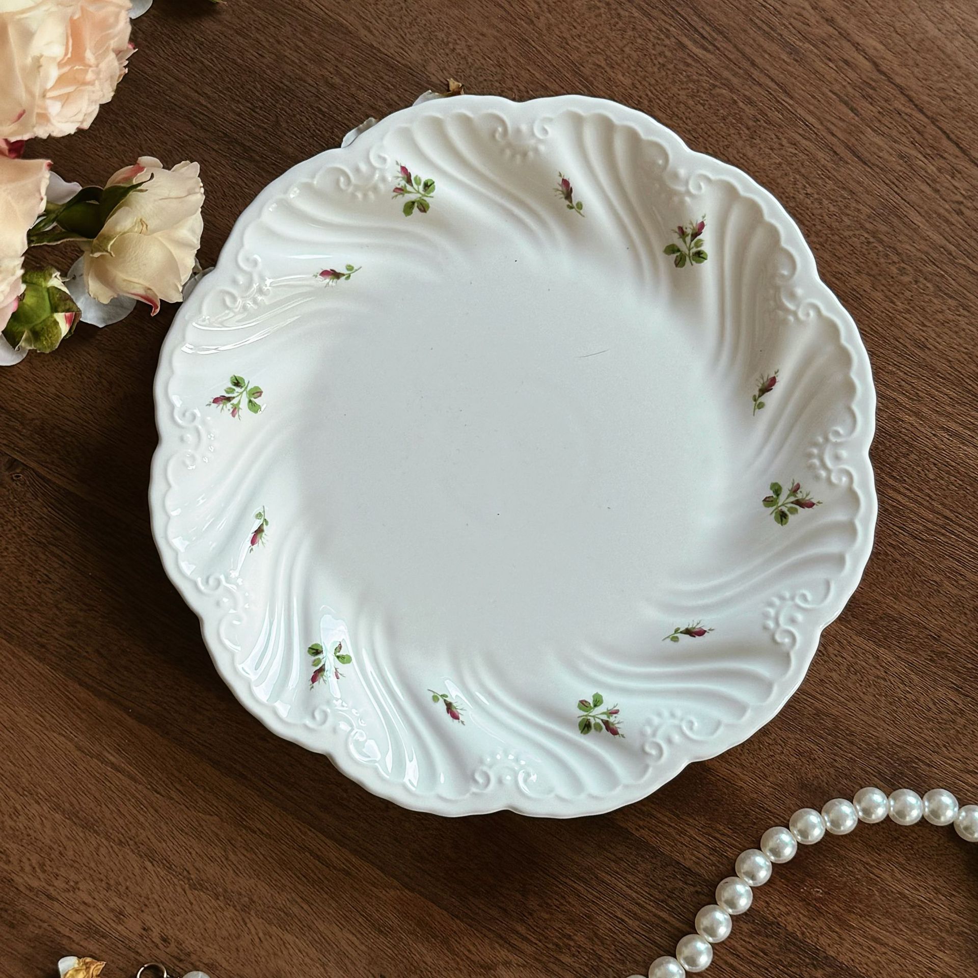 whiteFrench rose branch tray 20*1.5cm