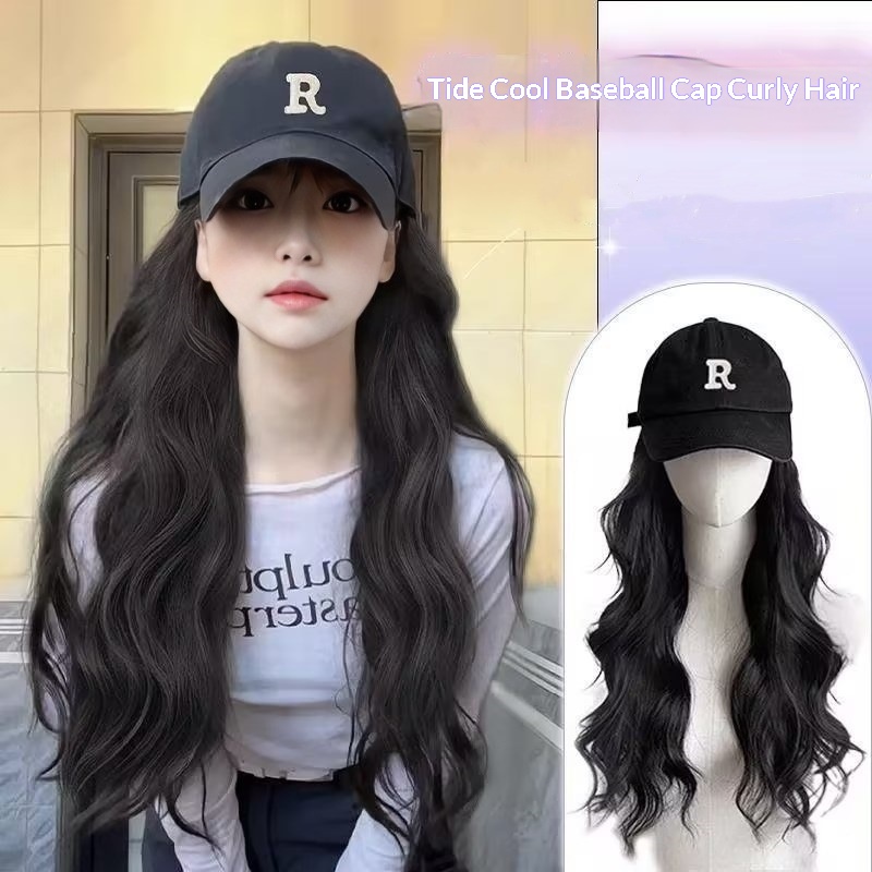 Black hat-long hair big wave