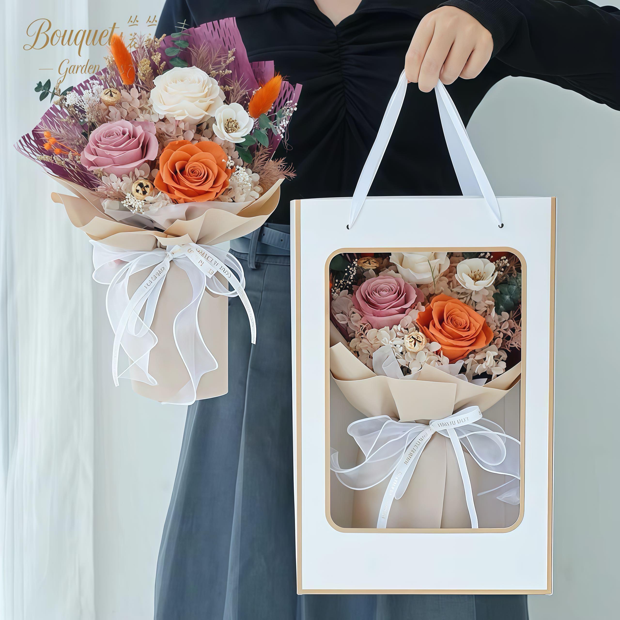 Boîte cadeau fenêtre pour 13 bouquets
