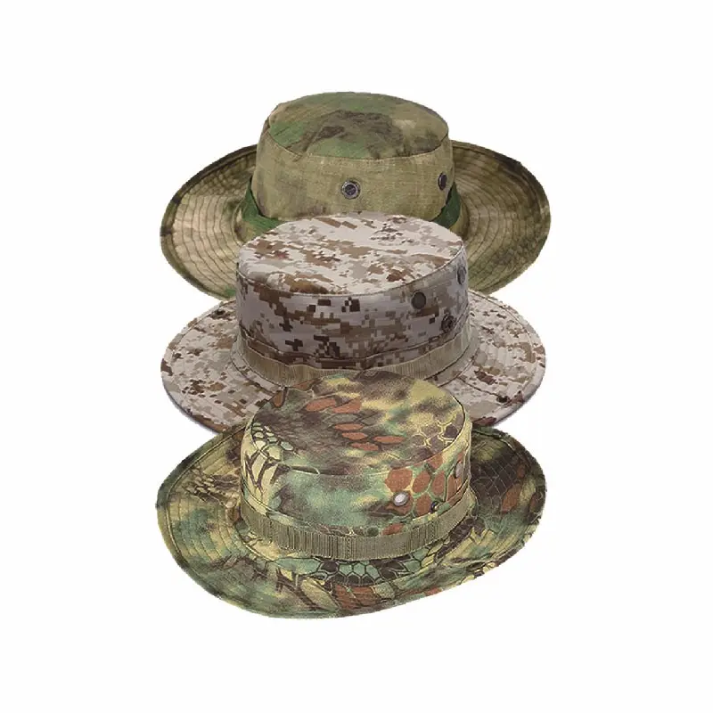 थोक आउटडोर जंगल शिकार कस्टम कैमो टोपी पुरुषों की विस्तृत ब्रिम कामो बोनी टोपी