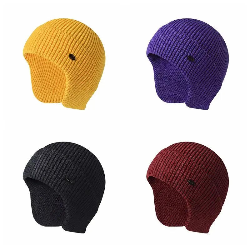 Chapéu unissex de lã wxl445, protetor de orelha para atividades ao ar livre, ciclismo, esqui, gorro de lã tricotado para mulheres