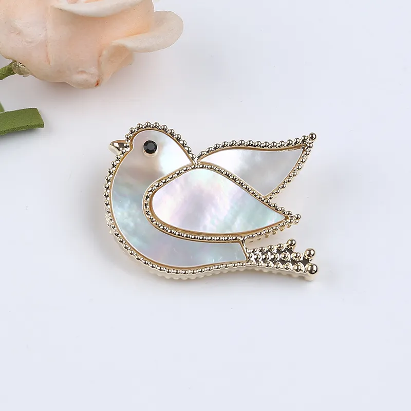도매 패션 보석 비둘기 평화 쉘 브로치 장식 브로치