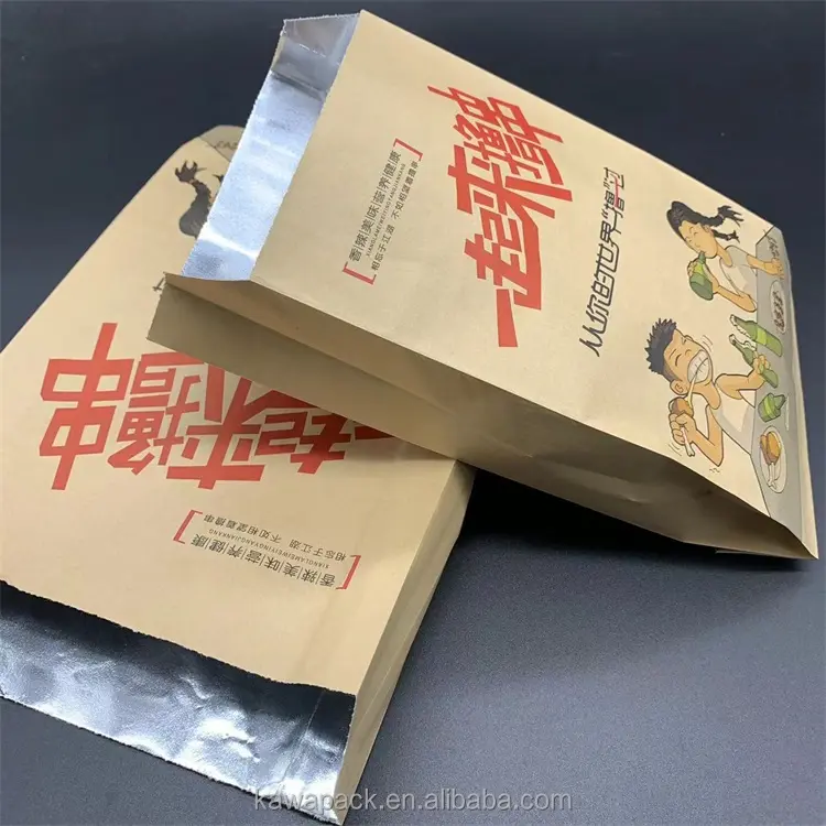 Sac en papier alimentaire isolé de feuille d'aluminium de poulet frit chaud de logo personnalisé pour le sac d'emballage de papier à emporter