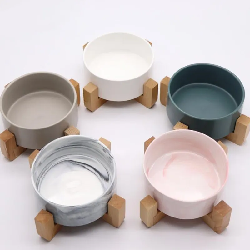 Wholesale Sublimation Portable Non-Slip Elevated Ceramic Cat Food Bowl Pet Bowls For Cats And Dogs