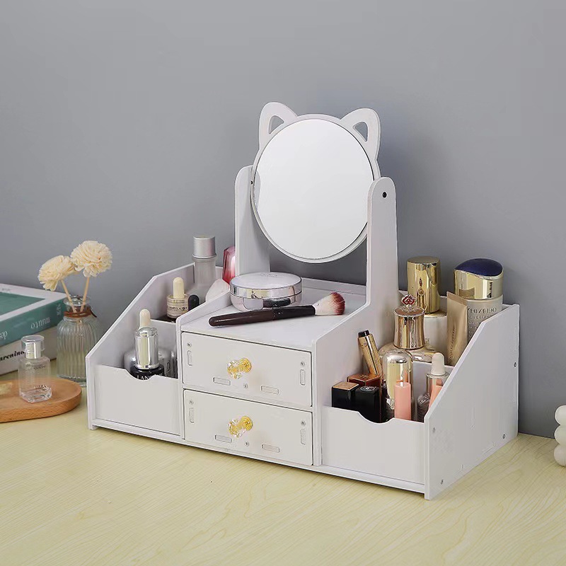 White/Large double grid circular mirror