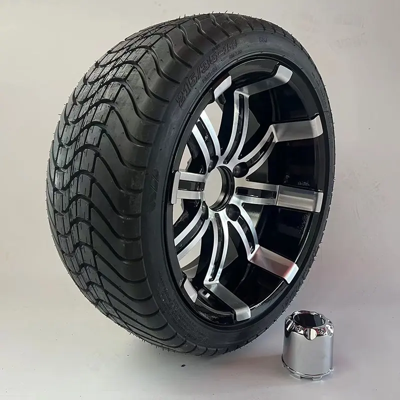 Roues et pneus de voiturette de golf 14 pouces WANDA215/35-14 SUN-F23x10.5-14tyre Jante de roue ATV en alliage d'aluminium 14 pouces