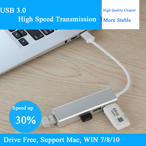 Sürücü ücretsiz 3 Port Hub ile USB 3.0 1000M LAN Gigabit Ethernet RJ45 ağ adaptörü ağ konektörü - Product Image 3