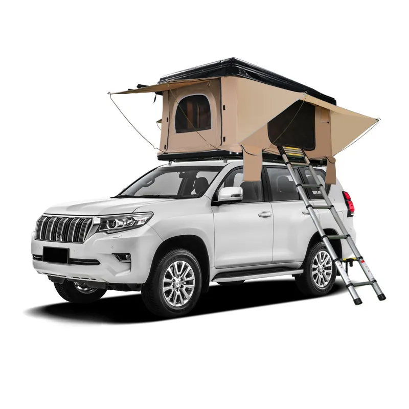 Pop Up Tenda Atap Mobil Lipat, Cangkang Keras Aluminium Berkemah SUV dengan Tangga