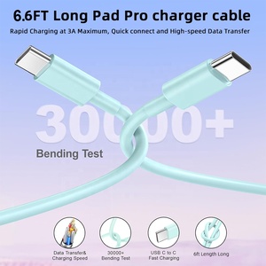 Đầy Màu Sắc 60W 2M Pd 3A Nhanh Chóng Sạc Dây Màu Hồng USB C Cáp Kép Type-C Để Loại C Cáp Đa Màu Cáp Dữ Liệu - Product Image 4