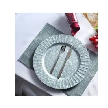 Galvanized Finished Simple Charger Plate Dishes Plates OEM ODM Customized Rustic Decorative Border Metal Charger Plate