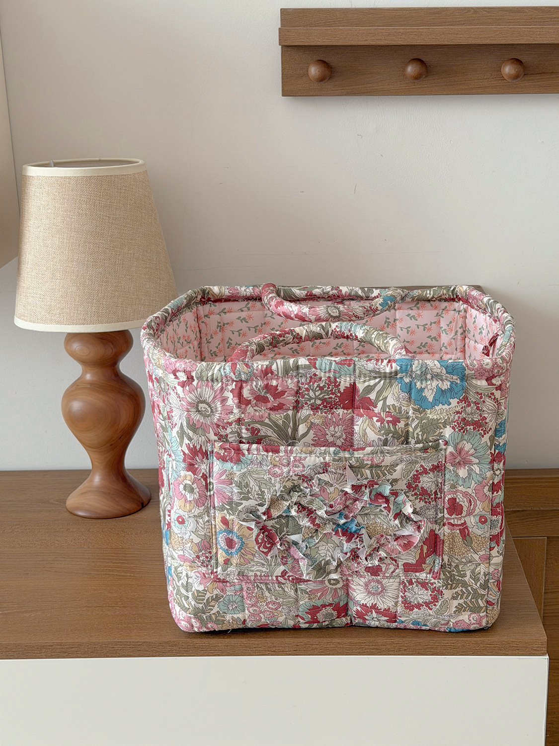Grand panier de rangement pour série de parterres de fleurs - rouge