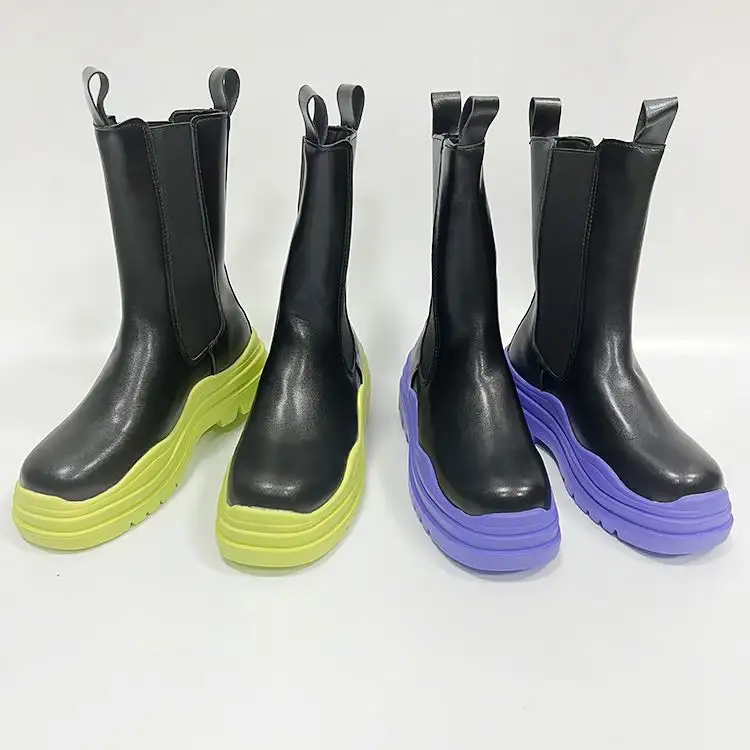 Sapatos de plataforma de couro ecológico, novas sapatos com plataforma de couro ecológico, quatro estações, botas e tornozelo, X669-fashion