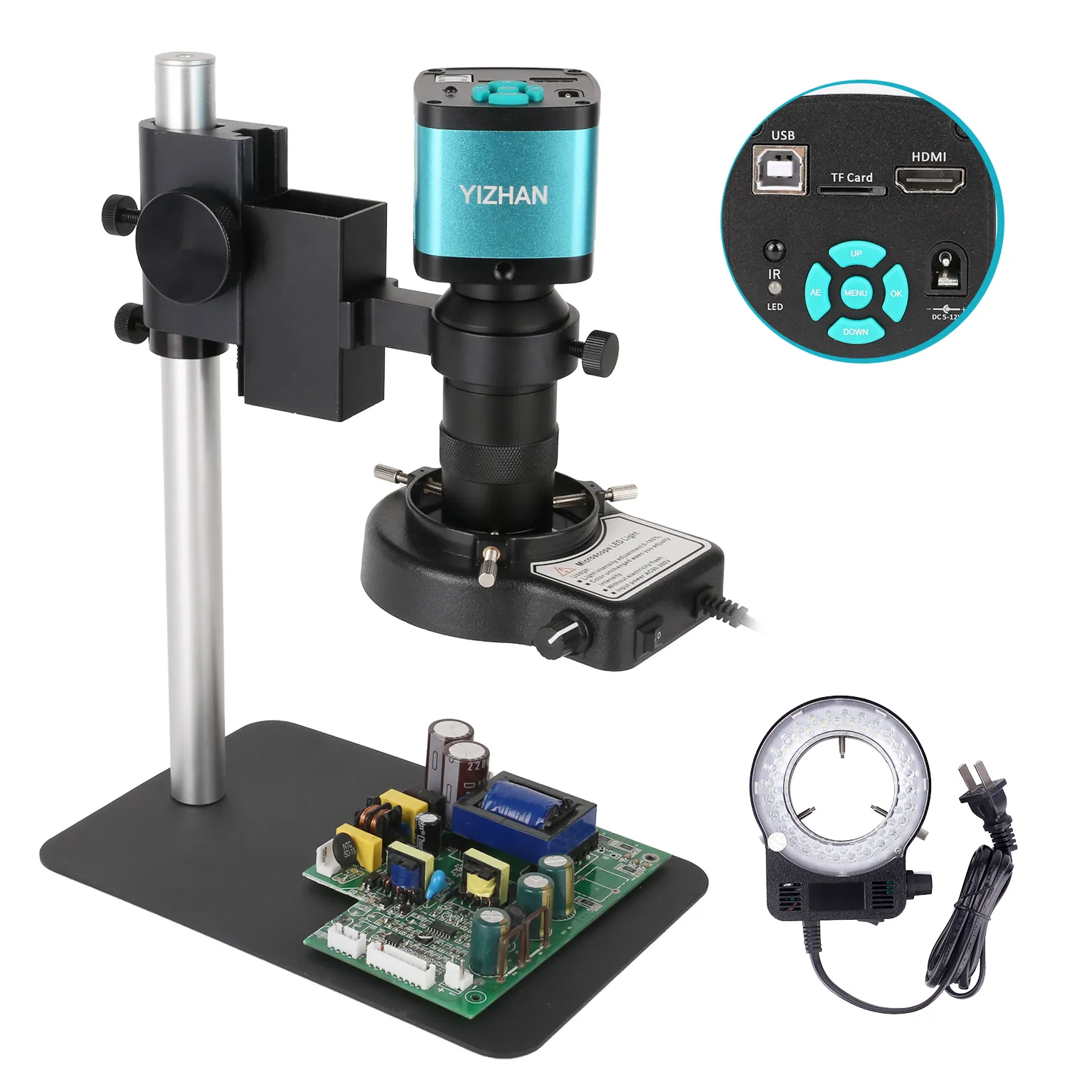 H-D-M-I USB industriel électronique numérique vidéo Microscope caméra 48MP 1080P 60FPS lumière LED pour téléphone CPU PCB réparation