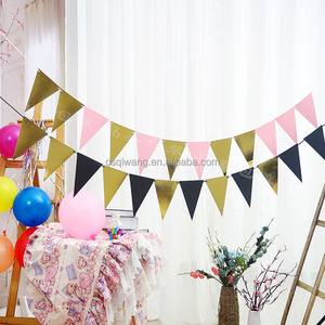 Bandera de tela de poliéster a todo Color de decoración de festival de celebración personalizada de alta calidad en estilos de cadena de banderín rectangular triangular - Product Image 3