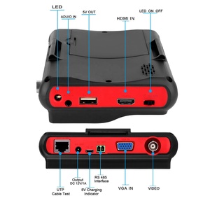 Probador de cámara 4 en 1 de color rojo AHD TVI CVI CVBS CCTV Tester Monitor LCD de 5 pulgadas HDTV en VGA en pantalla Resolución 800X480 - Product Image 6