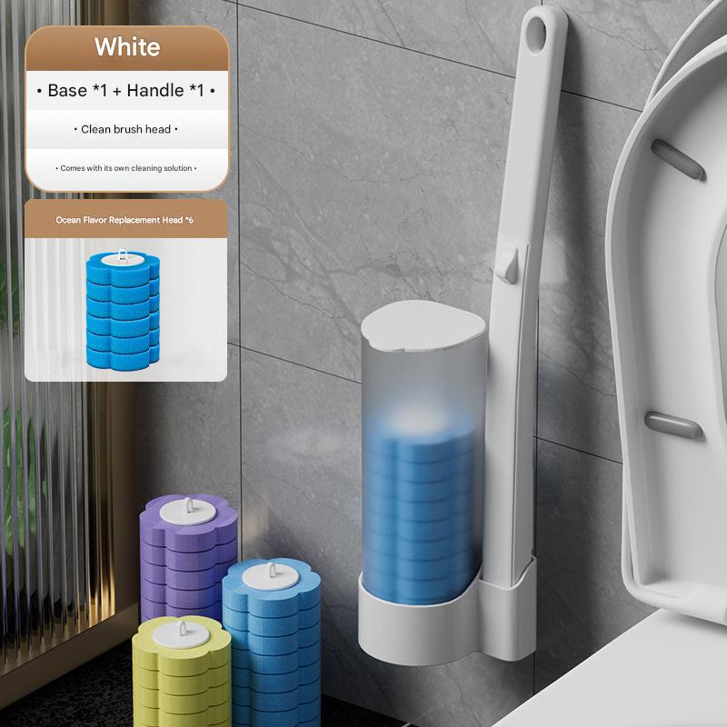 White Toilet Brush + Ocean Breeze Refill Heads