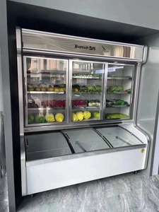 סופרמרקט קרח קרם שילוב מקפיא chiller קטן קיבולת עבור בשר ולחמנייה בשילוב כפולה מצב תצוגת chiller ומקפיא