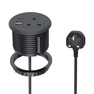 Recessed Multi Plug Power Outlet Desk Hole Round Grommet <strong>Socket</strong> <strong>With</strong> 20W USB-C 80mm Smart UK Round Grommet Office Power Outlet - Product Image 1