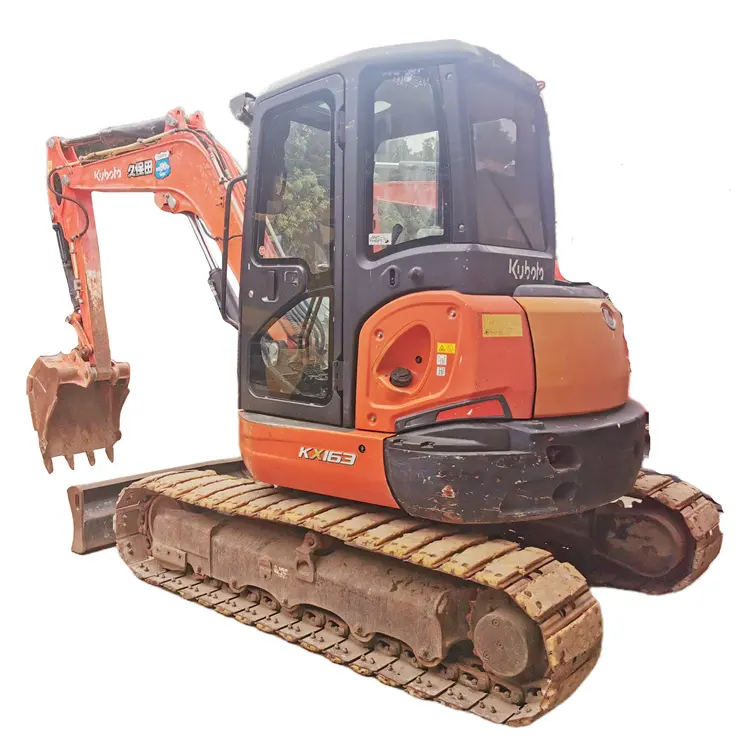 Good condition made in rubber track 5 ton used kubota excavator kx163-5 with original paint for sale