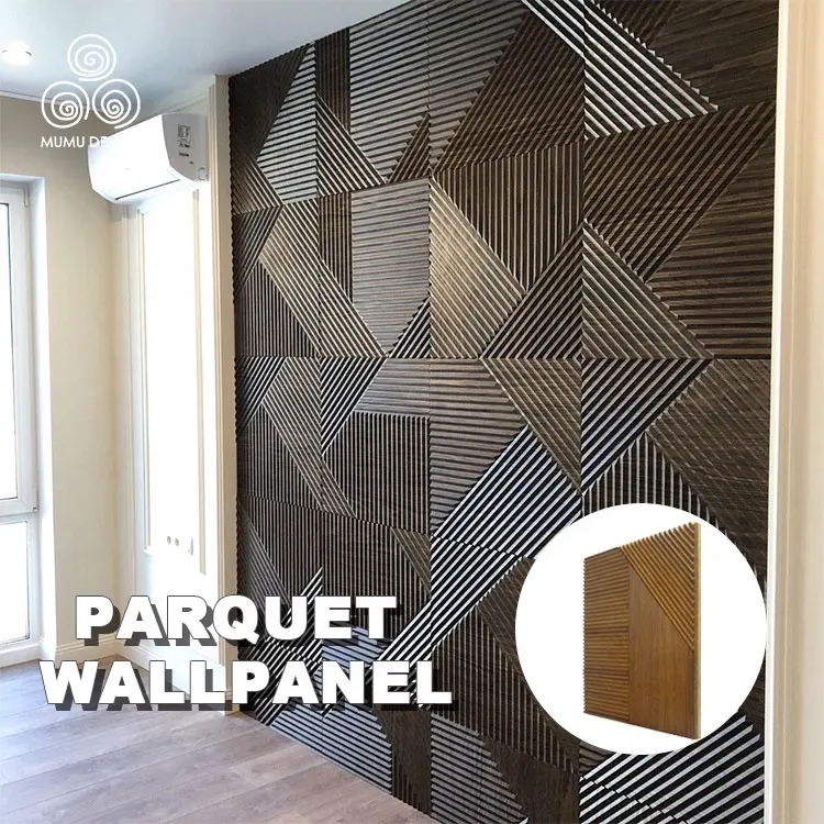 MUMU-Tratamiento de columna estriada, diseño de pared Interior de madera, listón, Panel de puertas de madera, versión clásica 3D