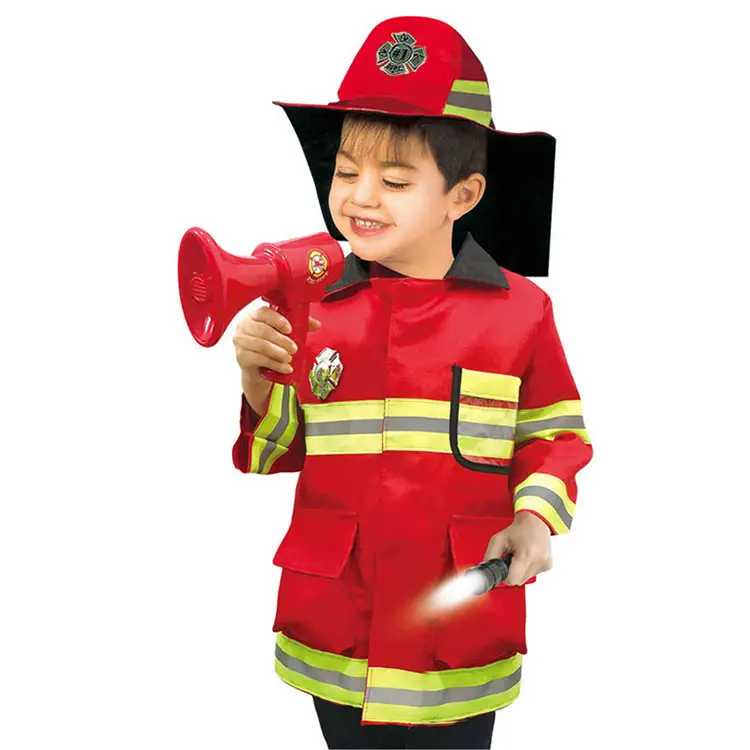 Materiale Lavabile Personalizzato Bambino Pompiere Cappelli Tromba Giocattoli Set di Colore Rosso Sam Fireman Costume