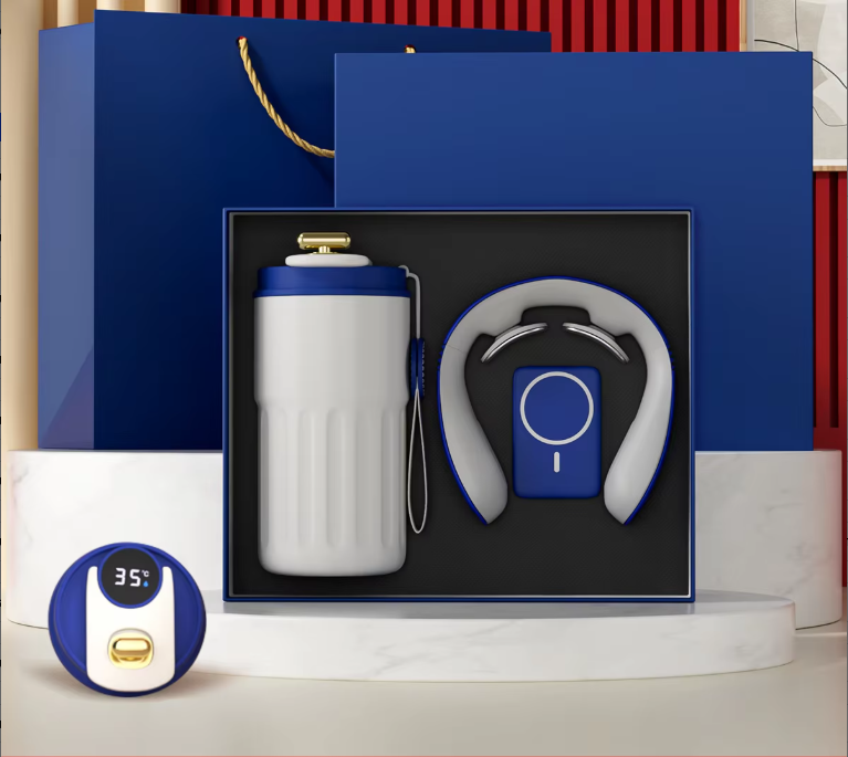 Coffee mug neck protector magnetic power bank-blue