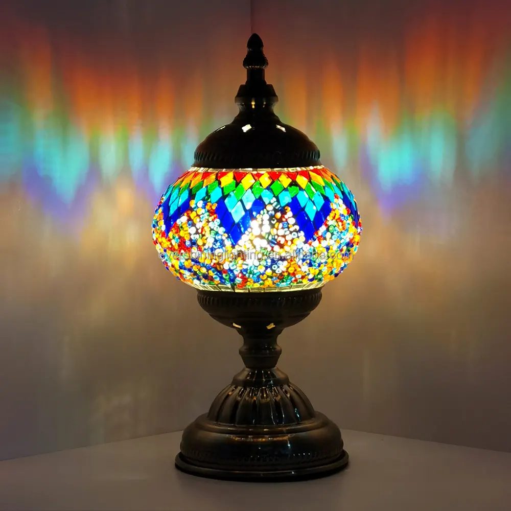 2000mAh Rechargeable Battery Operated Mosaic Lamp, 3 Color Modes & Stepless Dimmable LED Touch Turkish Moroccan Mosaic Lamp