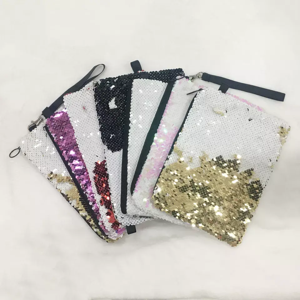 Hobbysub — sac cosmétique à paillettes personnalisé 16*23CM, sac de maquillage par Sublimation, avec corde