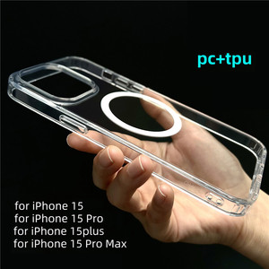 Trendprodukte 2024 Neuzugang I Phone PC TPU Handy-Abdeckungshüllen für iPhone 15 14 13 Pro Max magnetische Mobilfunkhülle Klar