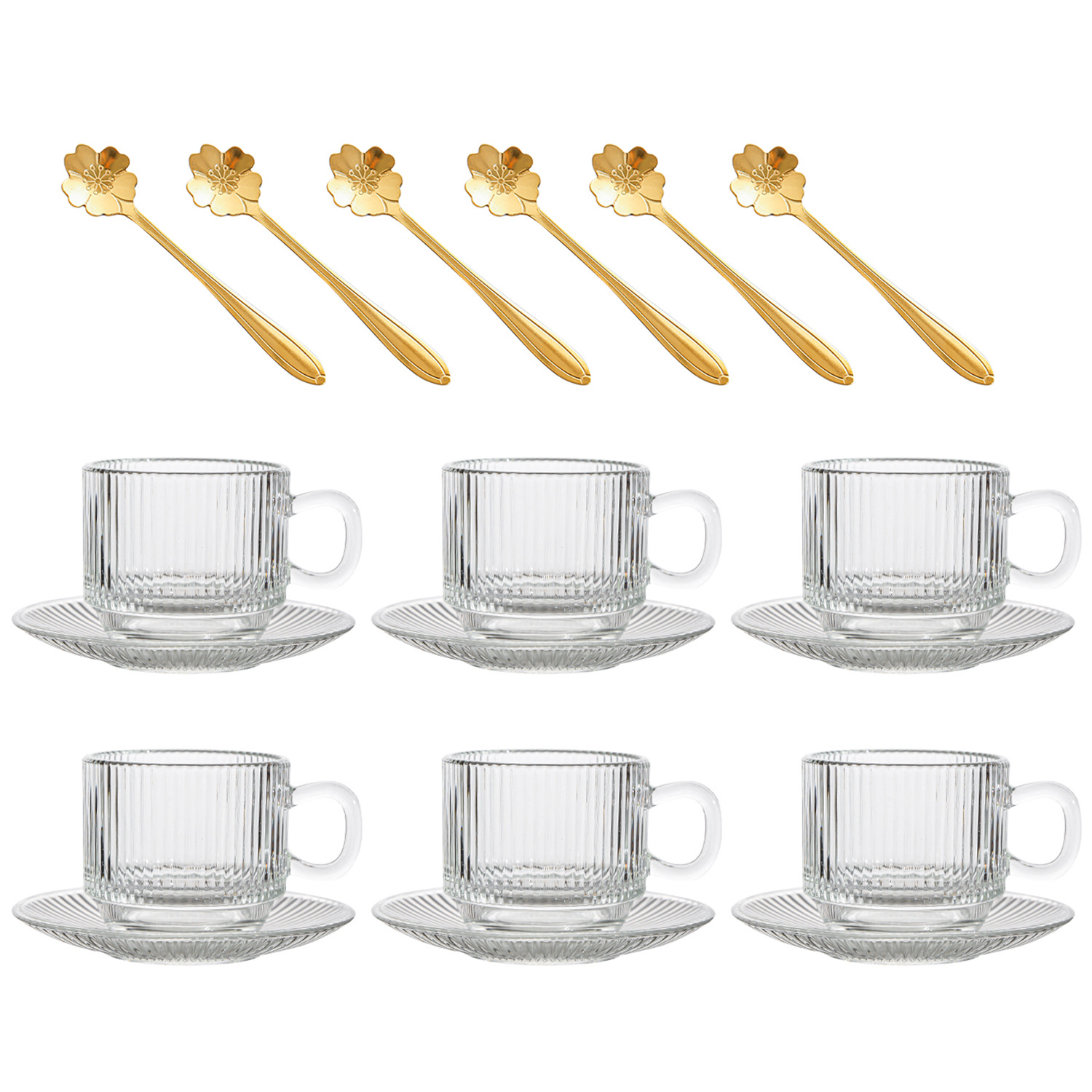 Gobelets empilés-rayures-6 tasses 6 assiettes 6 cuillères