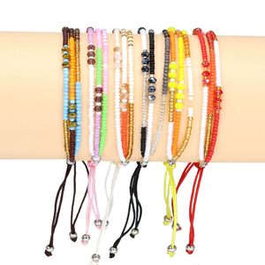 Bohemia Women Glass Seed Beads Crystal Bracelets Adjustable <strong>String</strong> Woven Tiny Glass Bracelets Girls Handmade Bracelet Gifts