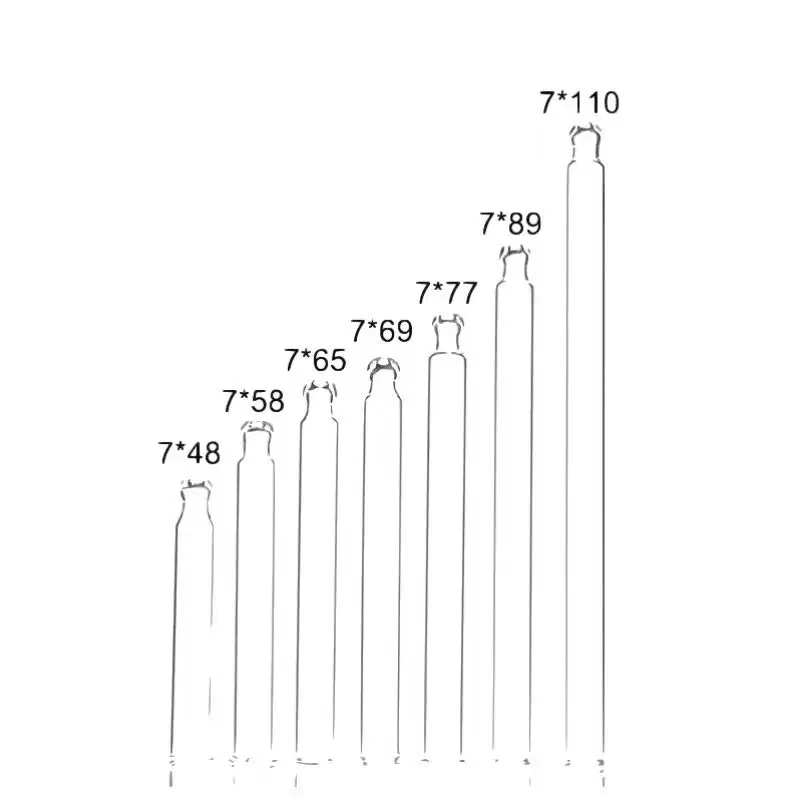 Pipette de vidro 7mm, garrafa de óleo essencial, pipette de vidro graduado, tubo de cosméticos