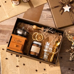 Set de cafetera + caja de regalo marrón + estilo C