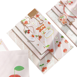 Bloc de notas creativo kawaii, juego de papelería de bolsillo pequeño, cerezas, bebé, sólido - Product Image 1