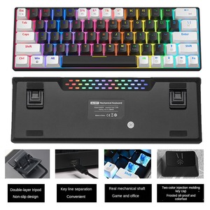 ZXX561 63 teclas Azul Rojo interruptor personalizado Keycap Mini juegos con cable Usb 3,0 teclados moda RGB retroiluminado Teclado mecánico óptico - Product Image 6