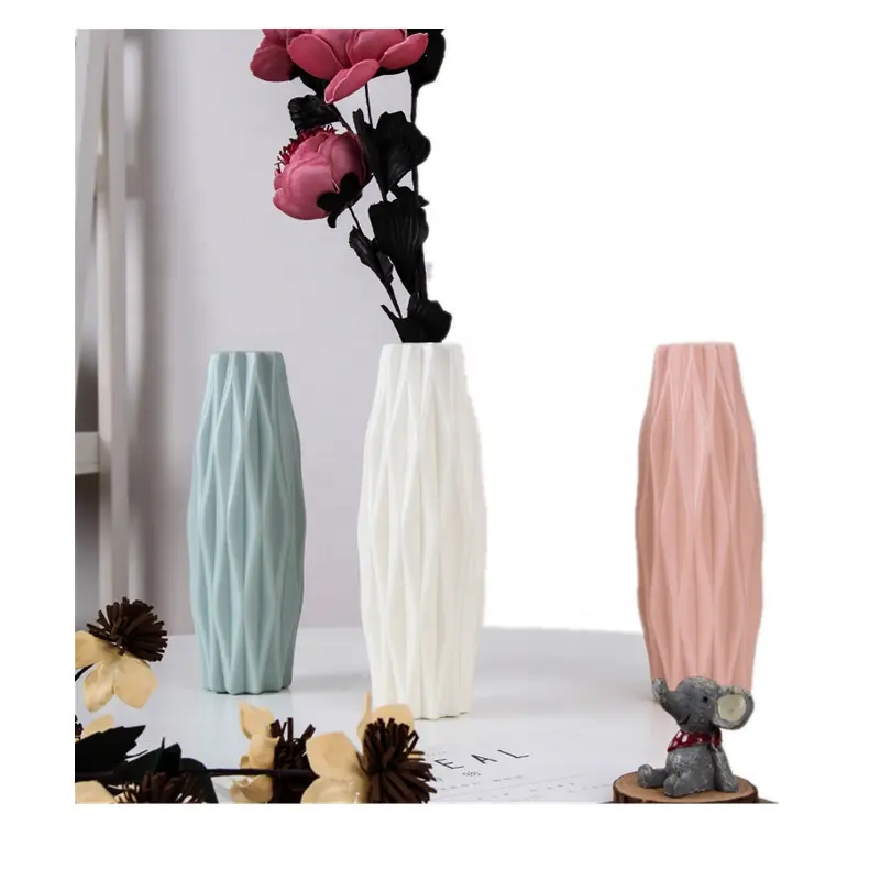 Vases en plastique modernes Vase à fleurs anti-céramique européen pour décorations de mariage à la maison