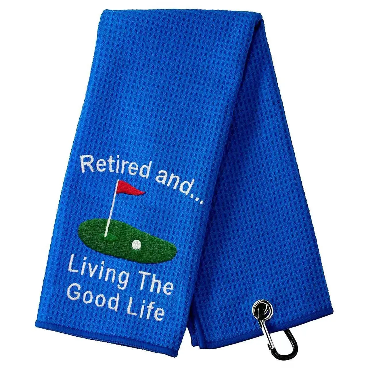 Aangepaste Gepersonaliseerde Logo Microfiber Wafel Golfhanddoek Sublimatie Afdrukken Borduurzak Golfhanddoeken