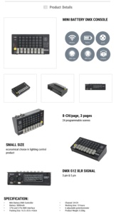 Attrezzatura per palcoscenici di controllo semplice di alta qualità, Controller Wireless Mini batteria 24CHs, Console per luci da palcoscenico con Controller DMX - Product Image 6