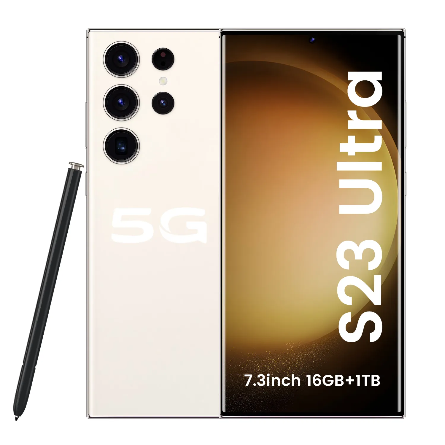 2023Hot satış orijinal S23 Ultra 5G smartphone 16GB + 1TB Android13 108MP dahili kalem telefon ile 6800mAh çift kart çift bekleme
