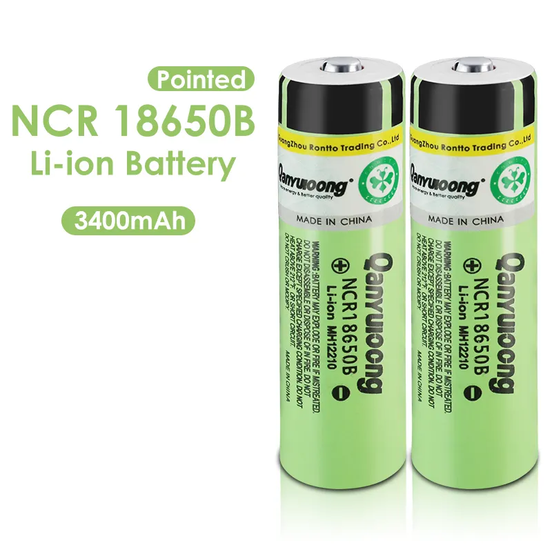 Caliente Original QanYUloong 18650 batería de 3400mAh 3,7 V recargable de Li-Ion NCR18650B punta utilizado para la linterna