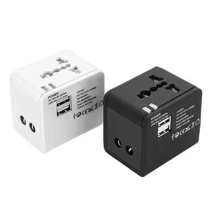 ユニバーサルインターナショナルプラグアダプター2 USBポートワールドトラベルAC電源充電アダプター (AU US UK EUコンバータープラグ付き)