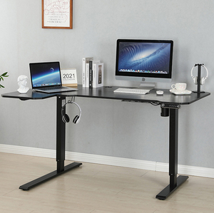 Modern Electric Height Adjustable L-Shaped Wooden <strong>Computer</strong> Desk Lift Top Coffee Table Metal Columns for Boss Study Office Desks - Product Image 1