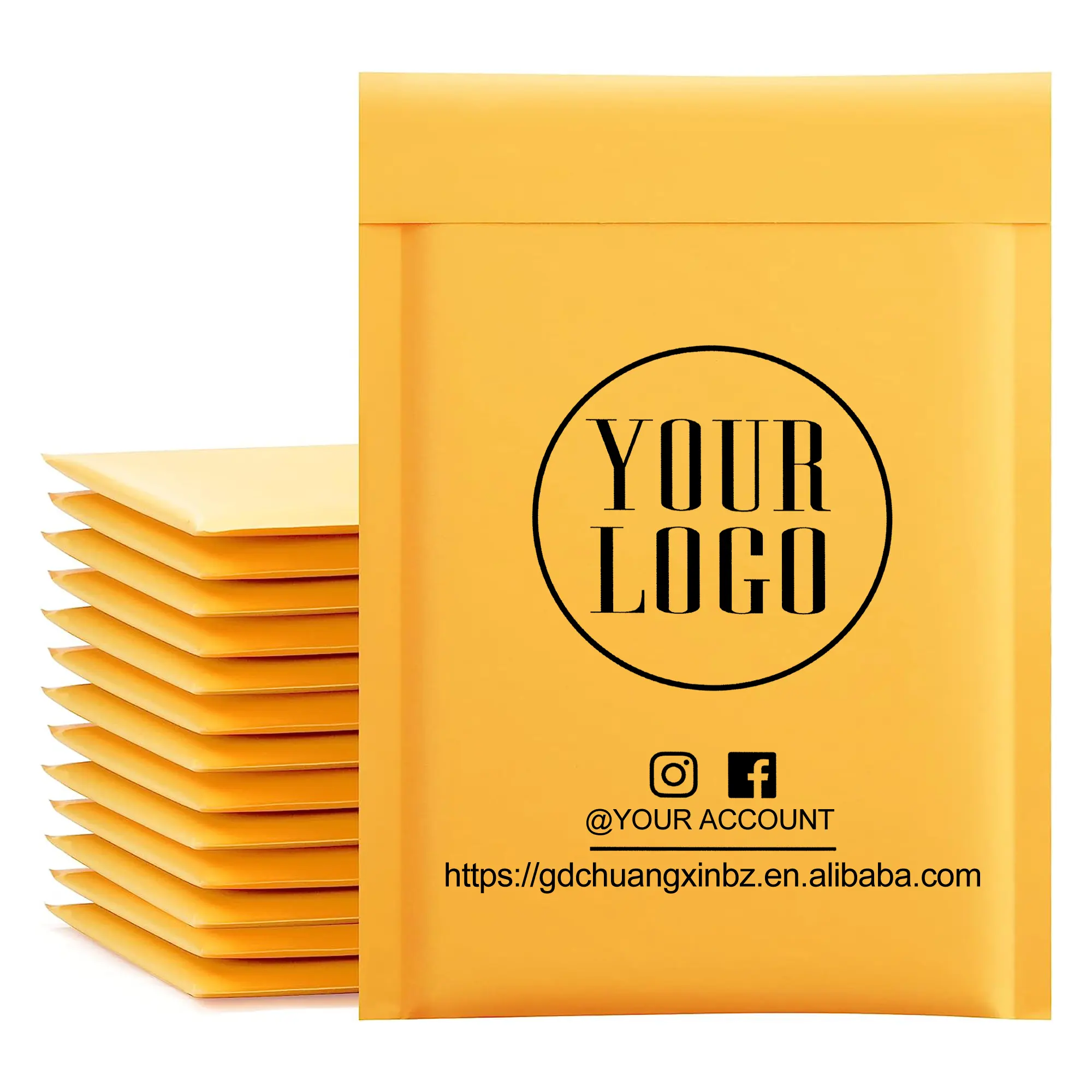 SZCX Envelopes personalizados amarelos ecológicos para envio, bolha acolchoada de alta qualidade, saco de embalagem Kraft 4x8 6x9 10x15, bolha para envio