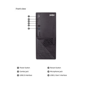 JWIPCデスクトップPC12th Gen Intel Core i5-12400プロセッサー8GB3200MHz DDR4 512GB M.2 SSD Wi-Fi6 Windows11ホームブラックコンピューター - Product Image 5
