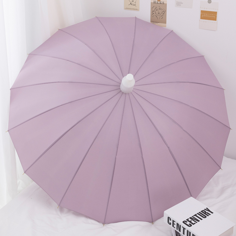 Parapluie droit 16 baleines - violet (Housse imperméable)