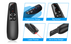 2.4GHz USB R400 Wireless presentatore telecomando penna puntatore Laser rosso migliore presentazione clicker Powerpoint PPTfor mac - Product Image 6
