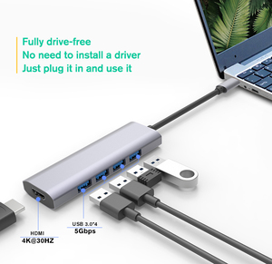 ポータブル多機能USB3.0ドッキングステーション5in1タイプCからモバイルデバイス用Hdmi4k USB3.0ハブ - Product Image 3